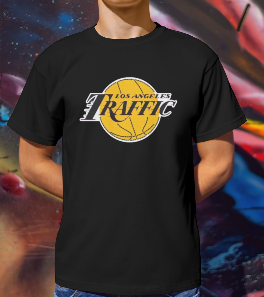 Los Angeles Traffic Basketball Yellow Circle T-Shirt