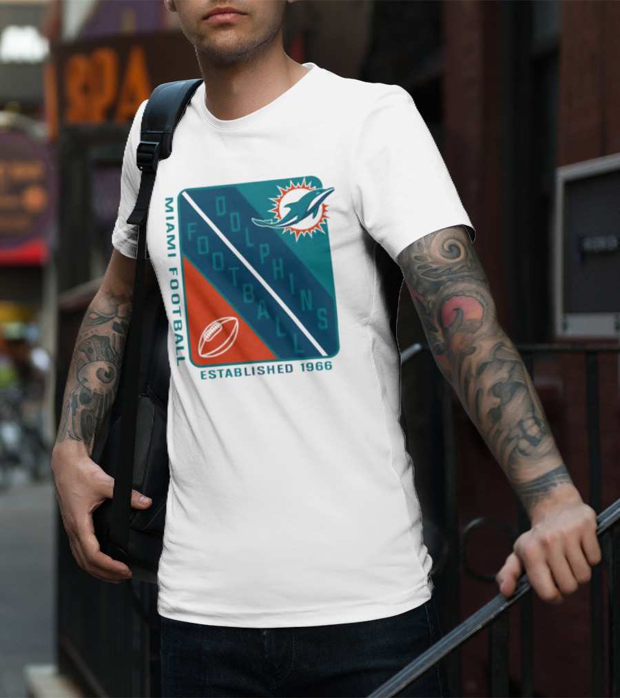 Miami Dolphins Football Established 1966 Logo Shield T-Shirt