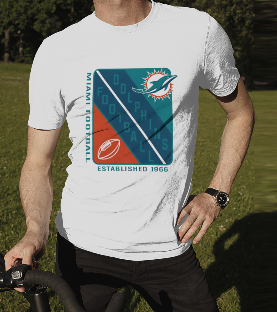 Miami Dolphins Football Established 1966 Logo Shield T-Shirt