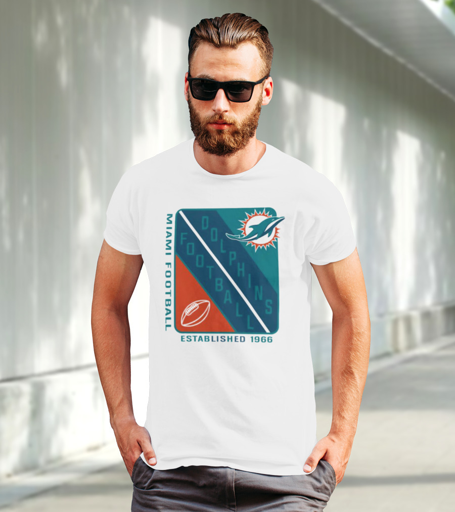 Miami Dolphins Football Established 1966 Logo Shield T-Shirt