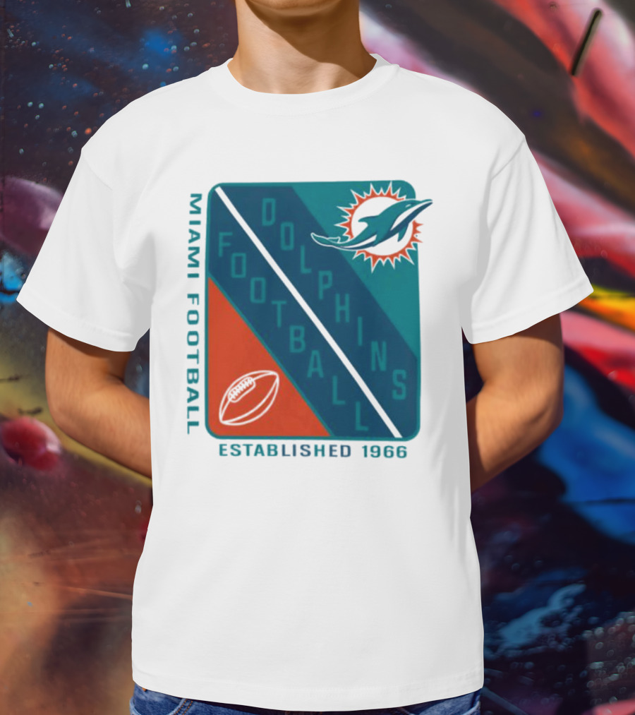 Miami Dolphins Football Established 1966 Logo Shield T-Shirt
