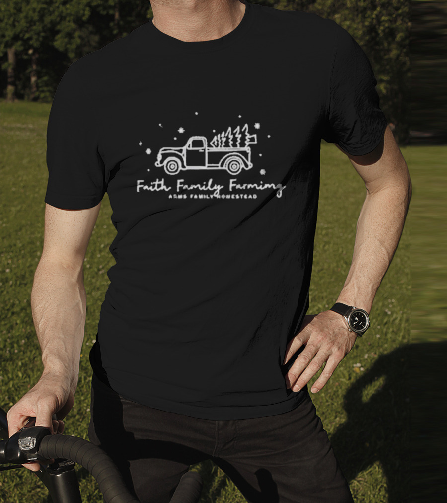 Faith Family Farming Arms Family Homestead Vintage Truck Holiday Trees T-Shirt