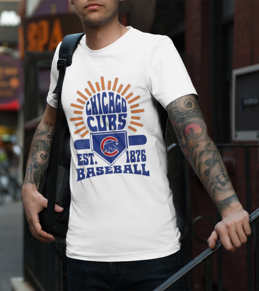 Chicago Cubs Youth Est. 1876 Baseball Sun Burst T-Shirt