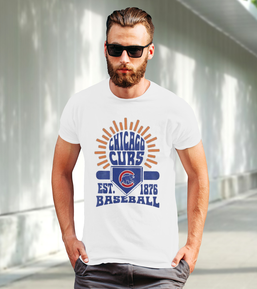 Chicago Cubs Youth Est. 1876 Baseball Sun Burst T-Shirt