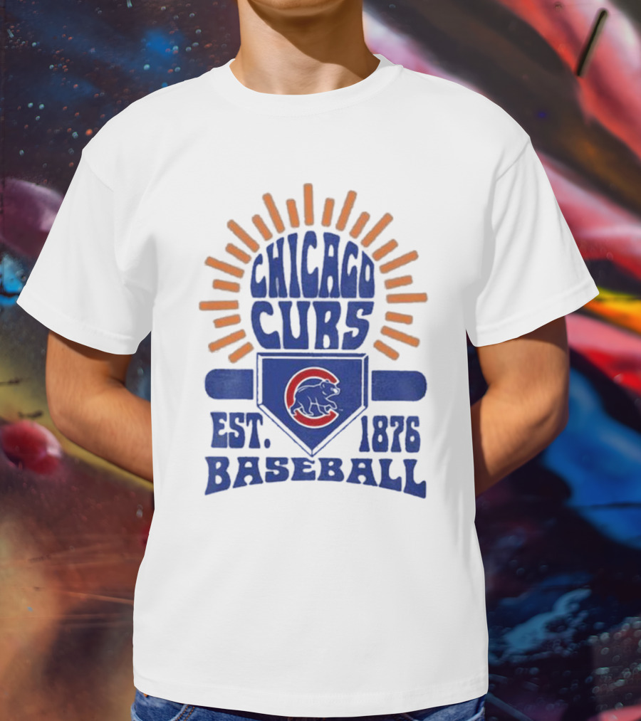 Chicago Cubs Youth Est. 1876 Baseball Sun Burst T-Shirt