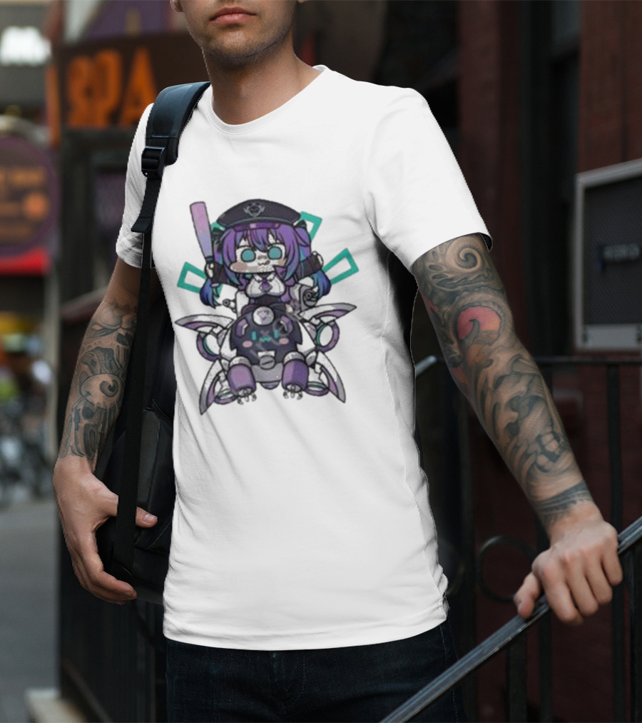 Lewd Cadet Chibi Friendship Purple Robot Companion T-Shirt