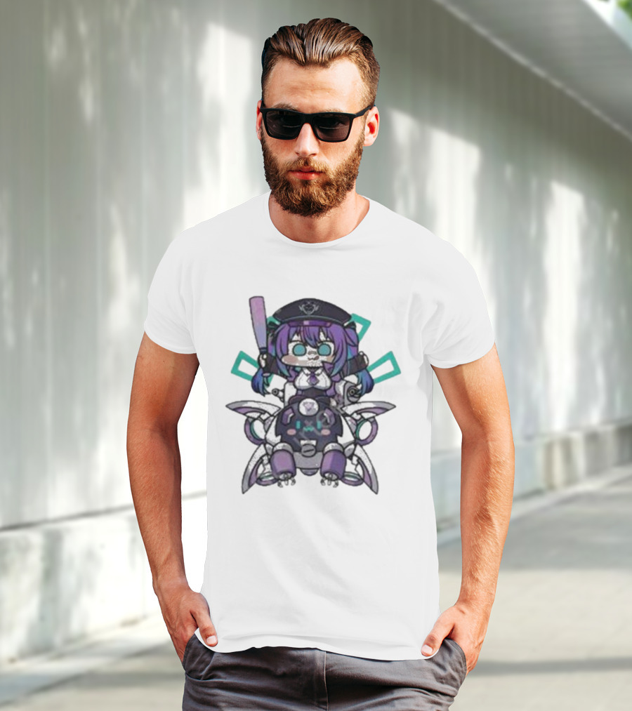 Lewd Cadet Chibi Friendship Purple Robot Companion T-Shirt