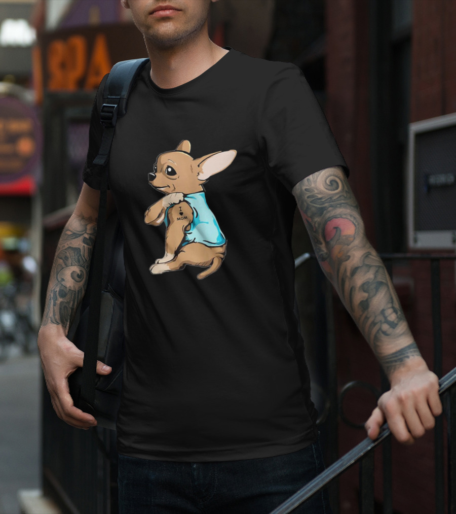 Tattoo Chihuahua I Love Mom Puppy T-Shirt