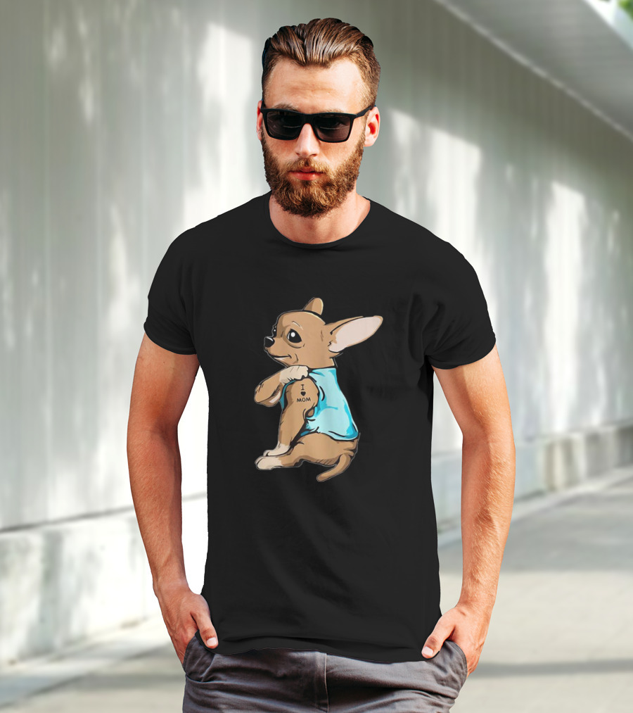 Tattoo Chihuahua I Love Mom Puppy T-Shirt
