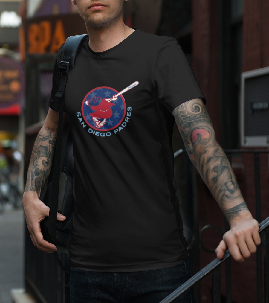 San Diego Padres Patriotic Stars Red Swinging Friar T-Shirt