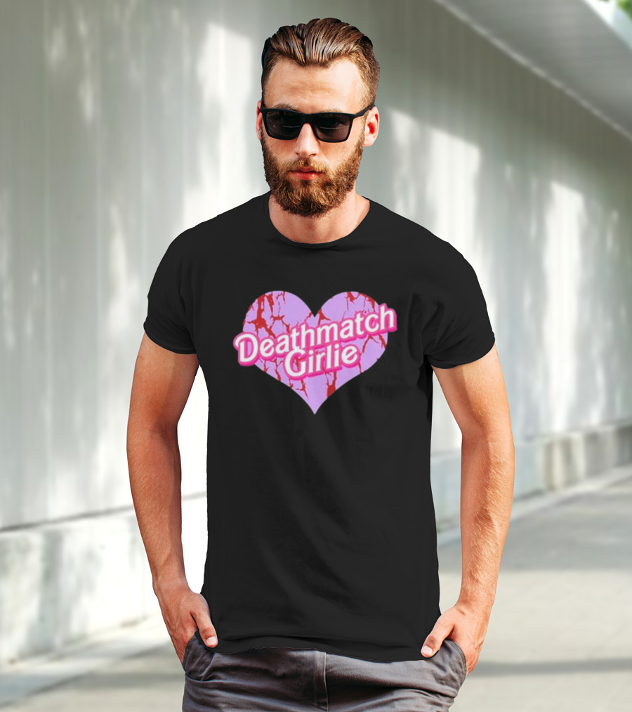 Deathmatch Girlie Heart With Pink And Red Crack T-Shirt