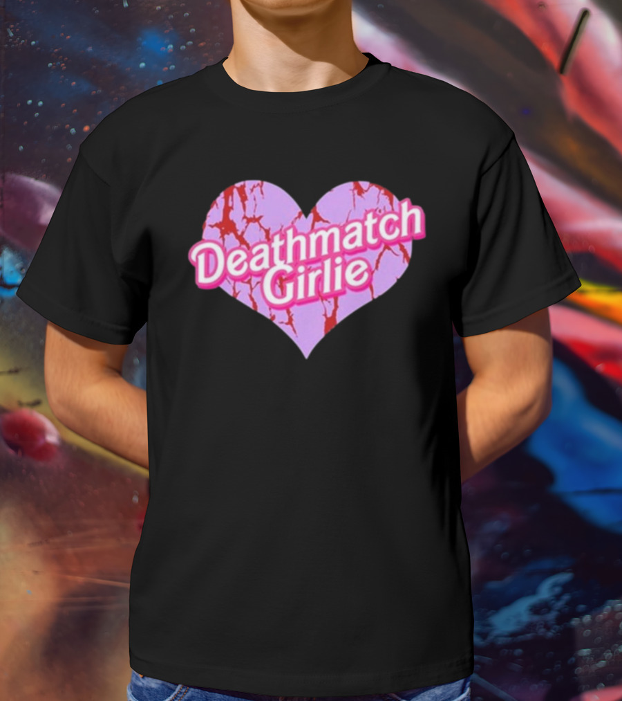Deathmatch Girlie Heart With Pink And Red Crack T-Shirt