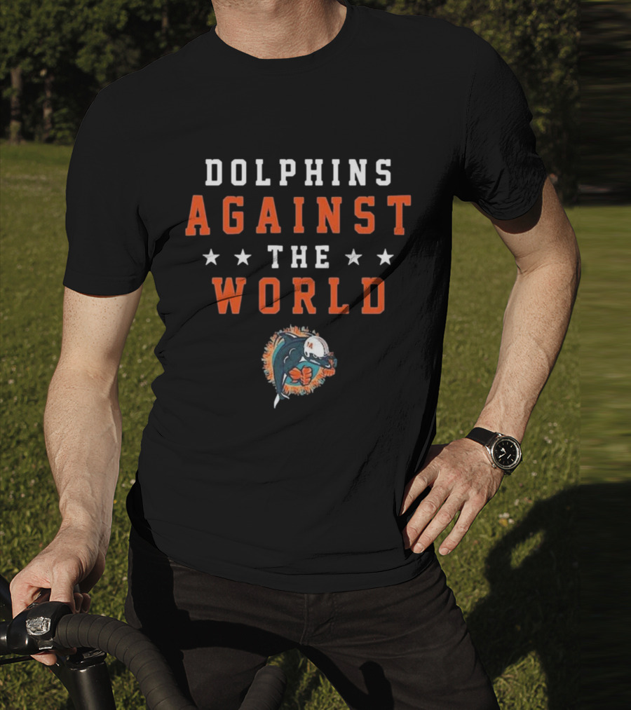 Dolphins Against The World Football Helmet Stars T-Shirt