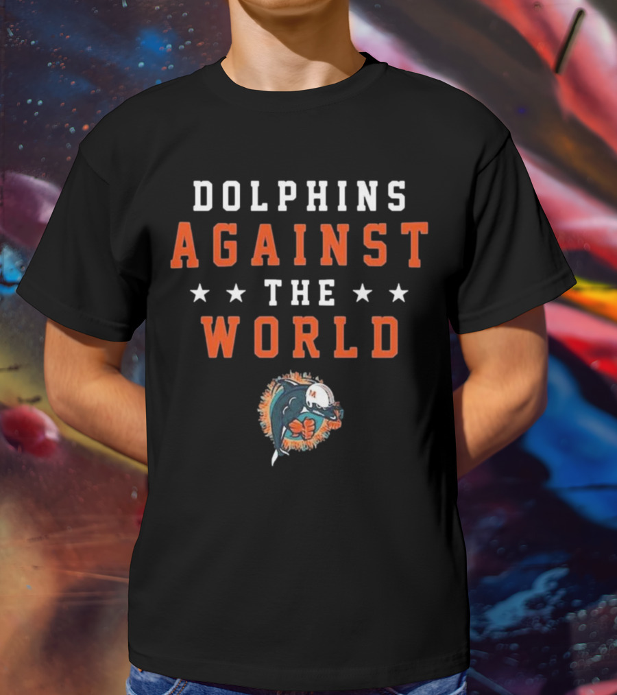 Dolphins Against The World Football Helmet Stars T-Shirt
