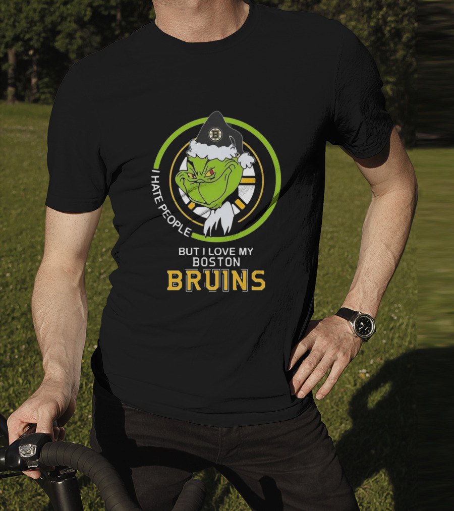 Grinch I Hate People But I Love My Boston Bruins NHL Team Spirit T-Shirt