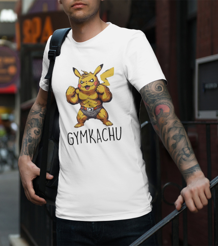 Pikachu Gymkachu Bodybuilder Fitness Pokémon T-Shirt