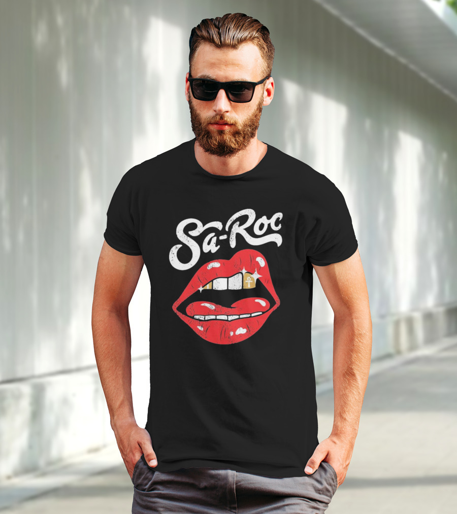 Sa-Roc Red Lips With Ankh Tooth T-Shirt