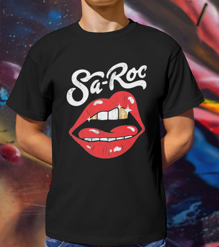Sa-Roc Red Lips With Ankh Tooth T-Shirt
