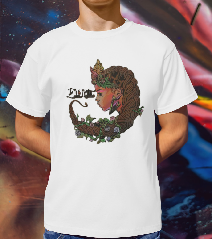 Sa-roc Wild Seeds Braided Hair Floral T-Shirt