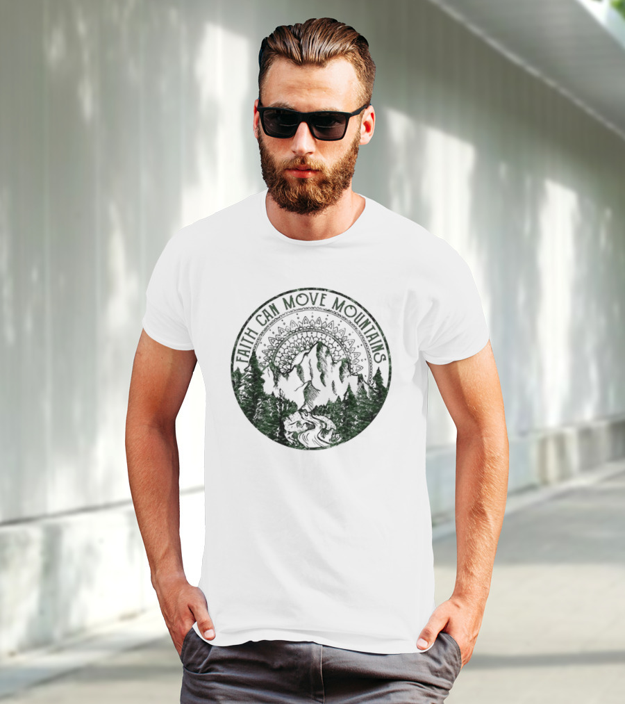 Faith Can Move Mountains Mandala Forest Scene T-Shirt