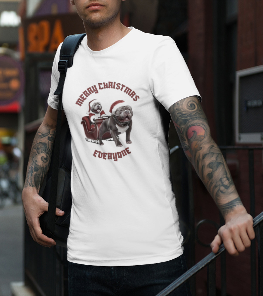 Merry Christmas Everyone American Bully’s Santa Sleigh T-Shirt