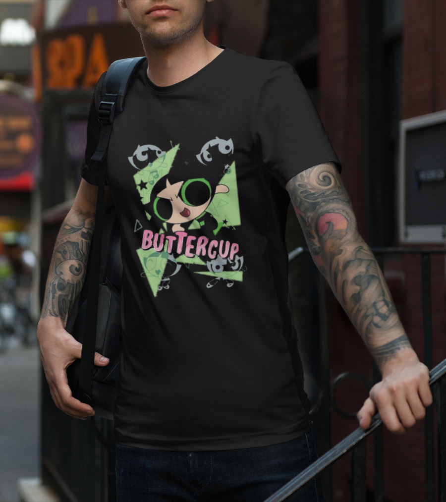 Powerpuff Girls Buttercup Moves CN Text And Symbols T-Shirt