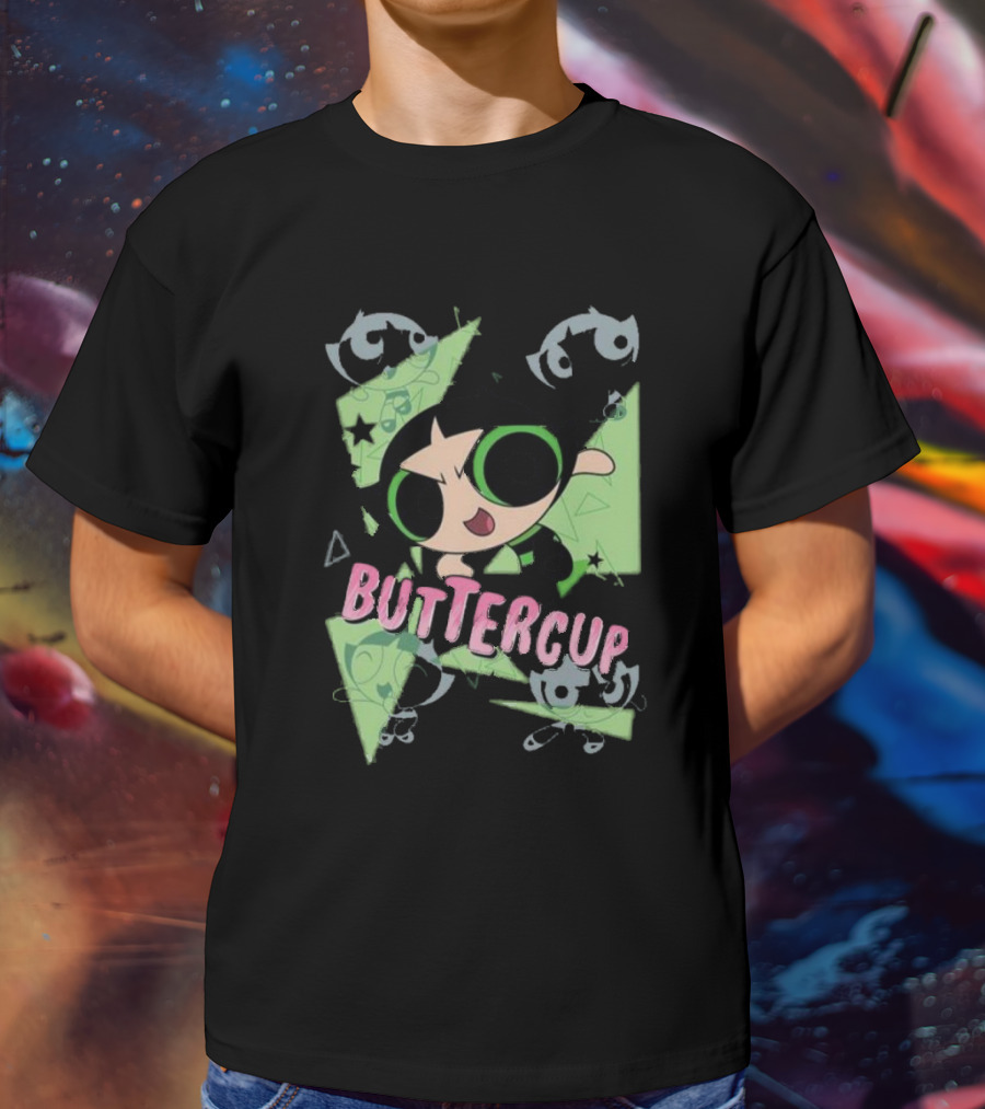 Powerpuff Girls Buttercup Moves CN Text And Symbols T-Shirt
