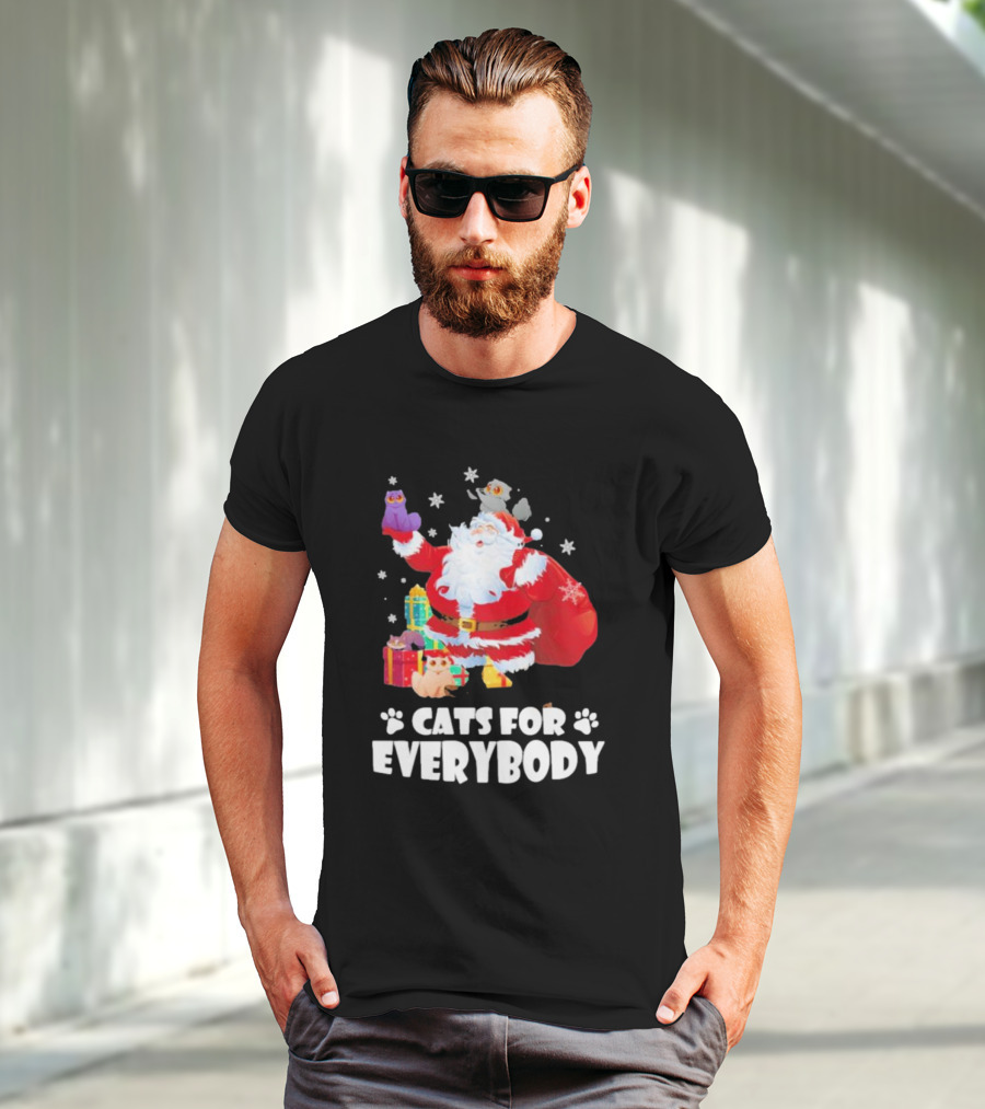 Santa Claus With Gift Cats For Everybody Fun Christmas T-Shirt