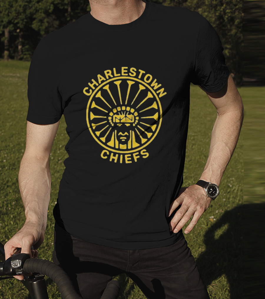 Charlestown Chiefs Yellow Native American Headdress Emblem T-Shirt