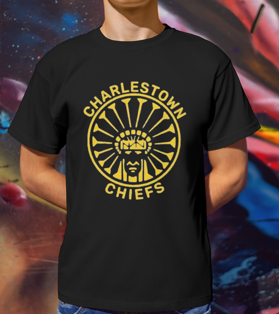 Charlestown Chiefs Yellow Native American Headdress Emblem T-Shirt