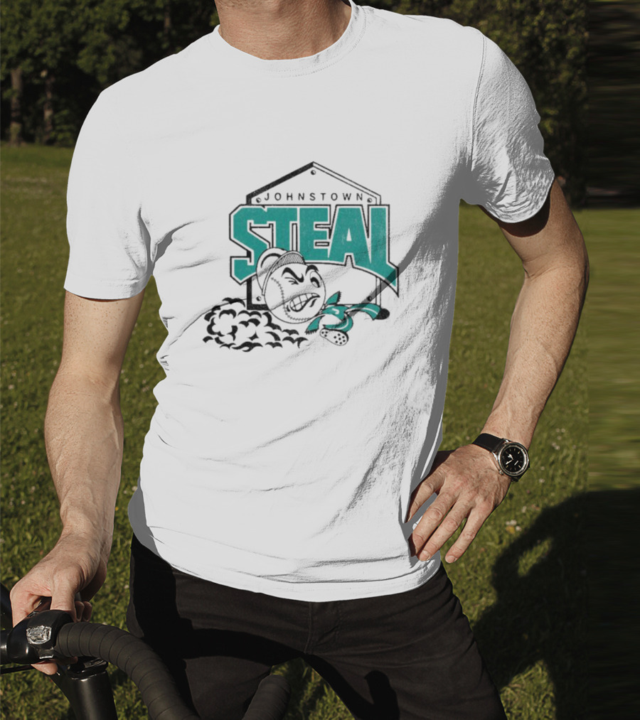 Johnstown Steal Baseball Running Baseball Character T-Shirt