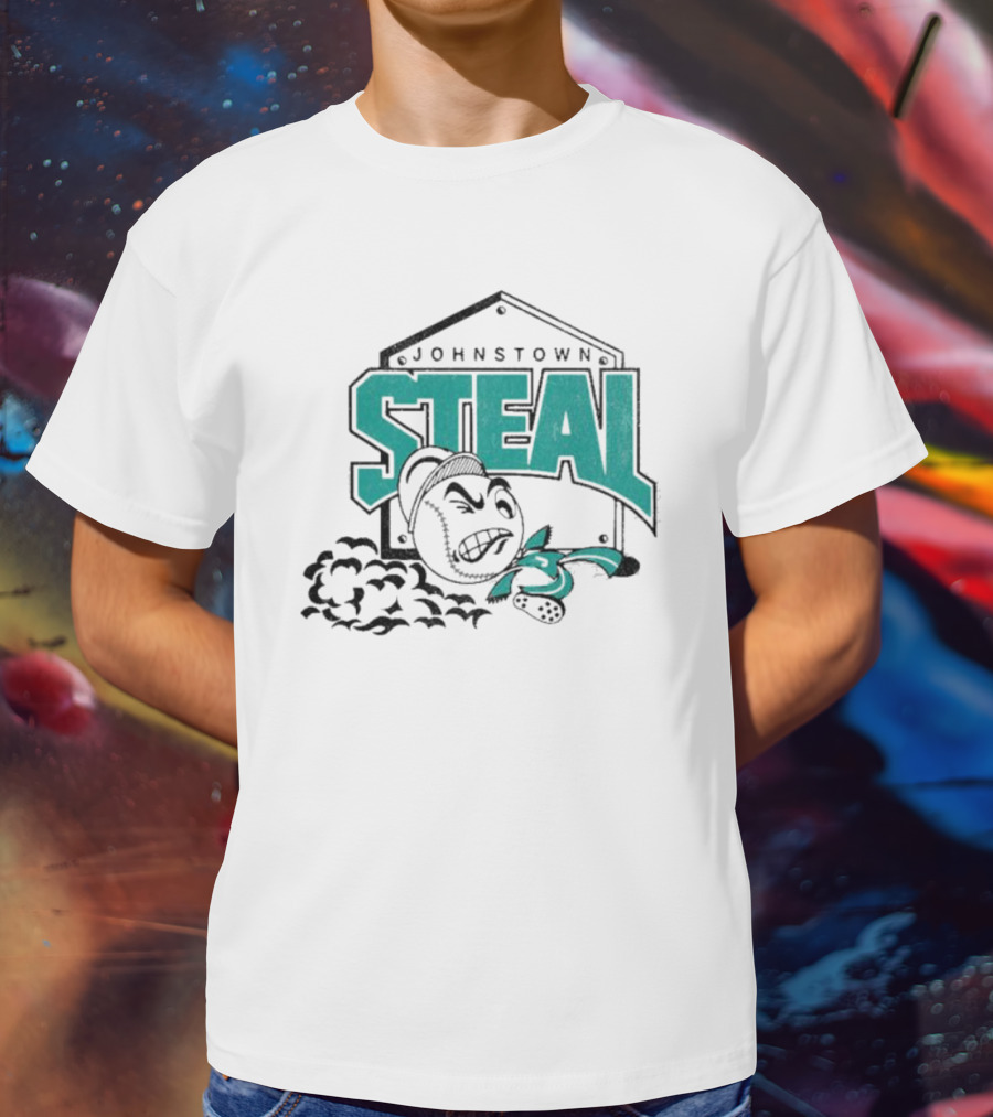 Johnstown Steal Baseball Running Baseball Character T-Shirt