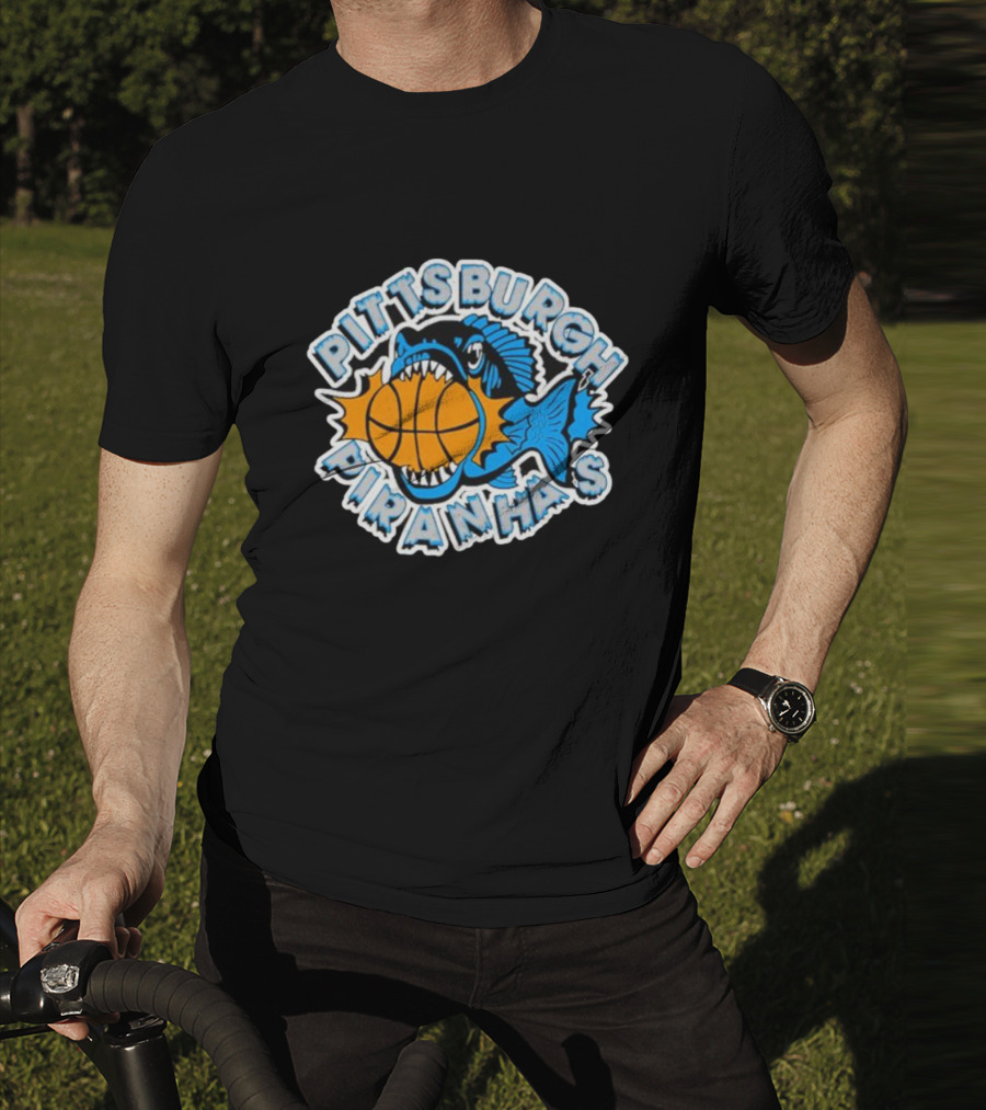 Pittsburgh Piranhas Basketball Team Logo Fish With Ball T-Shirt