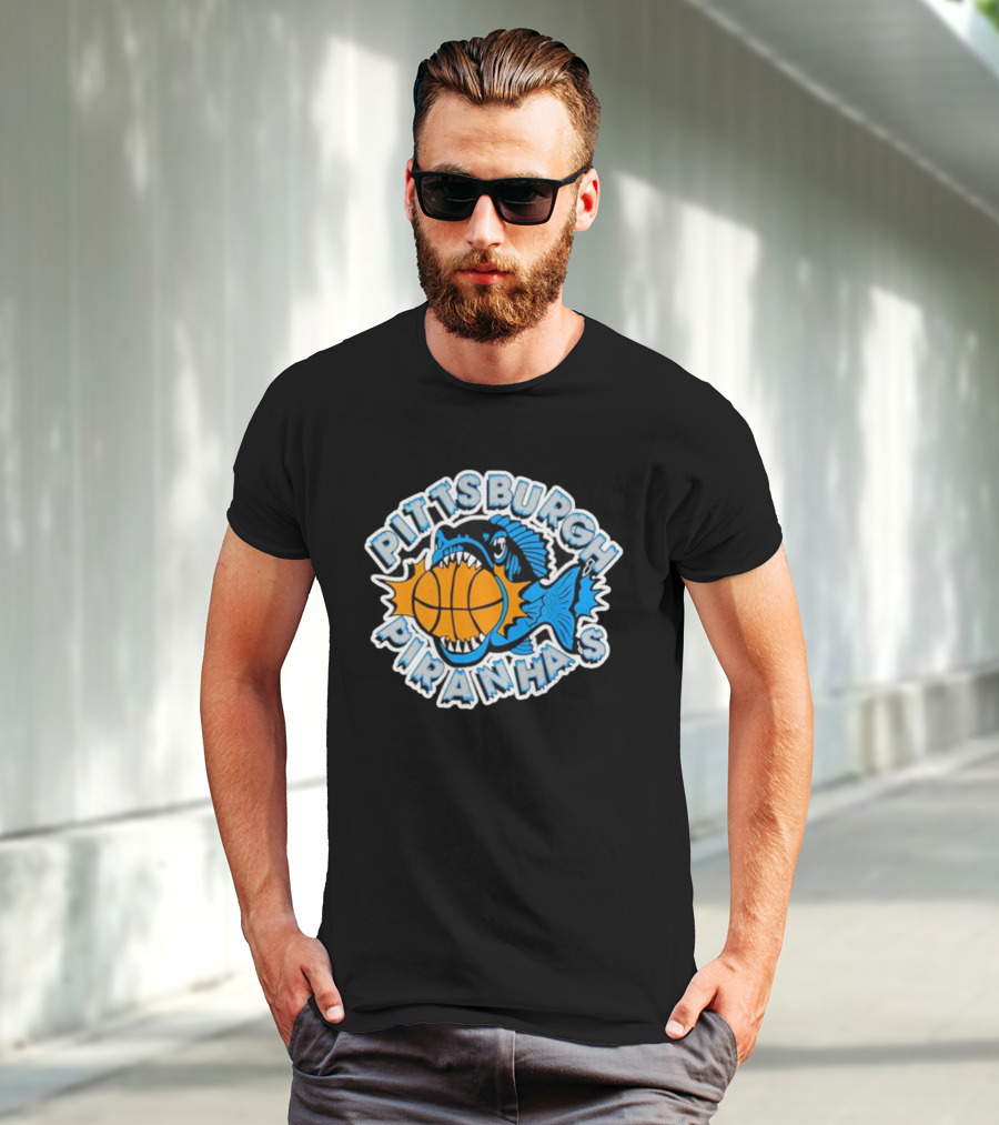 Pittsburgh Piranhas Basketball Team Logo Fish With Ball T-Shirt