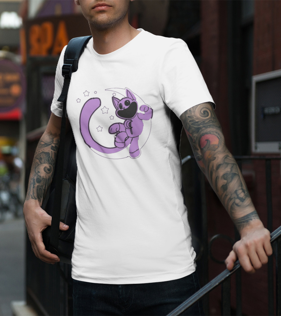 Poppyplaytime Catnap Moon Cute Starry Cartoon T-Shirt