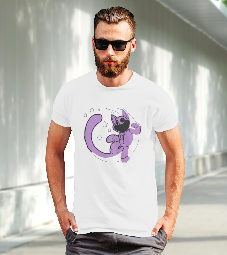 Poppyplaytime Catnap Moon Cute Starry Cartoon T-Shirt