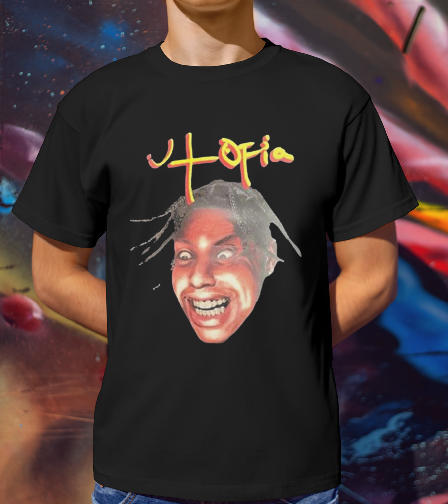 Travis Scott Utopia Grinning Face And Title T-Shirt