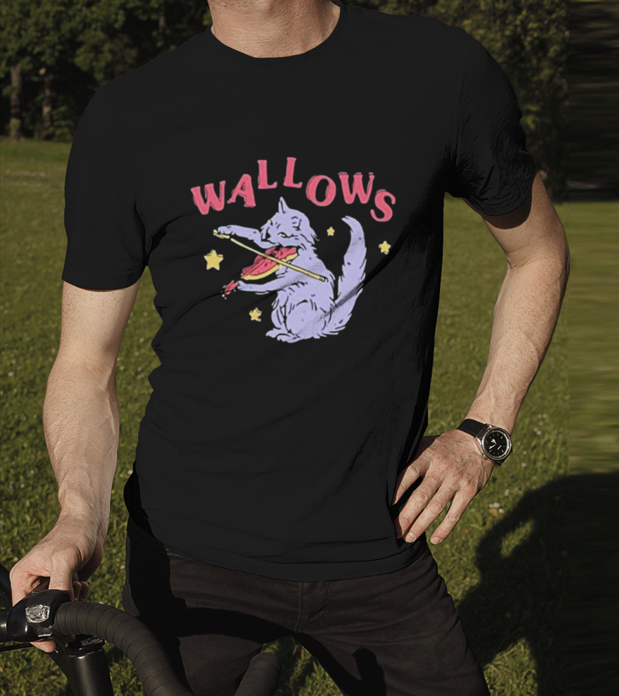 Wallows Cat Playing Fiddle Surrounded By Stars T-Shirt