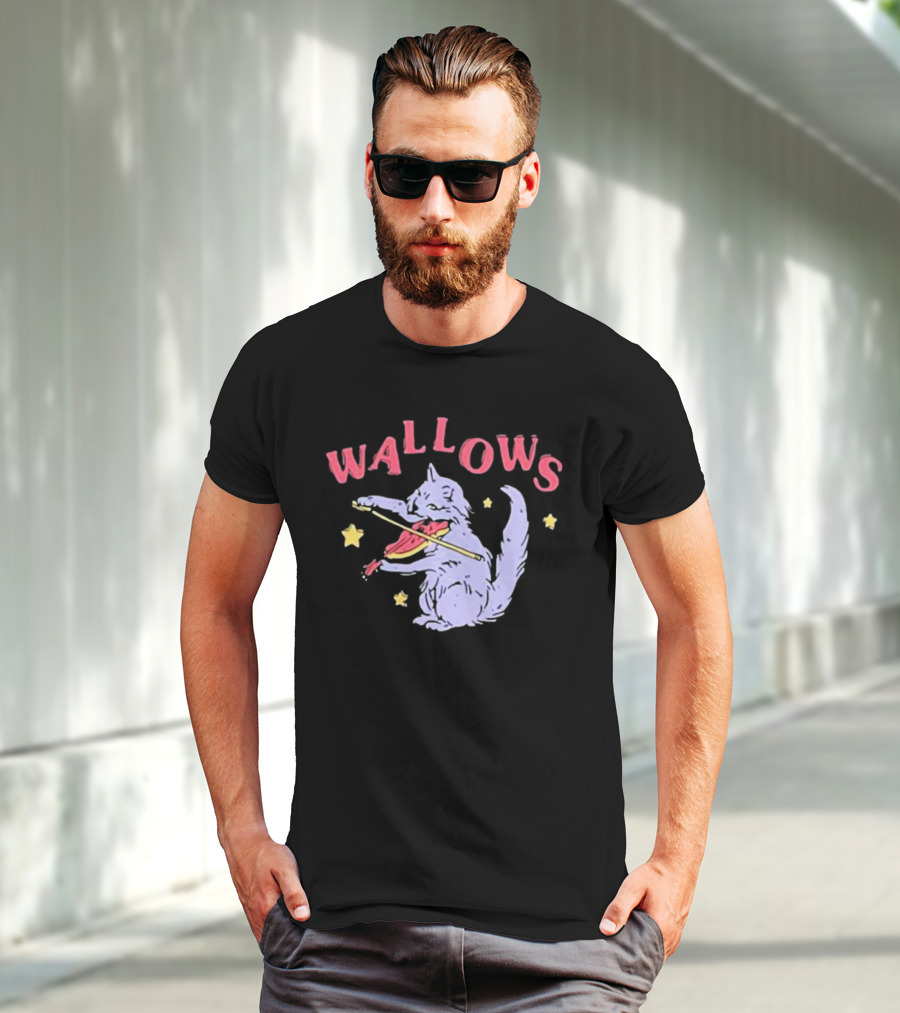 Wallows Cat Playing Fiddle Surrounded By Stars T-Shirt