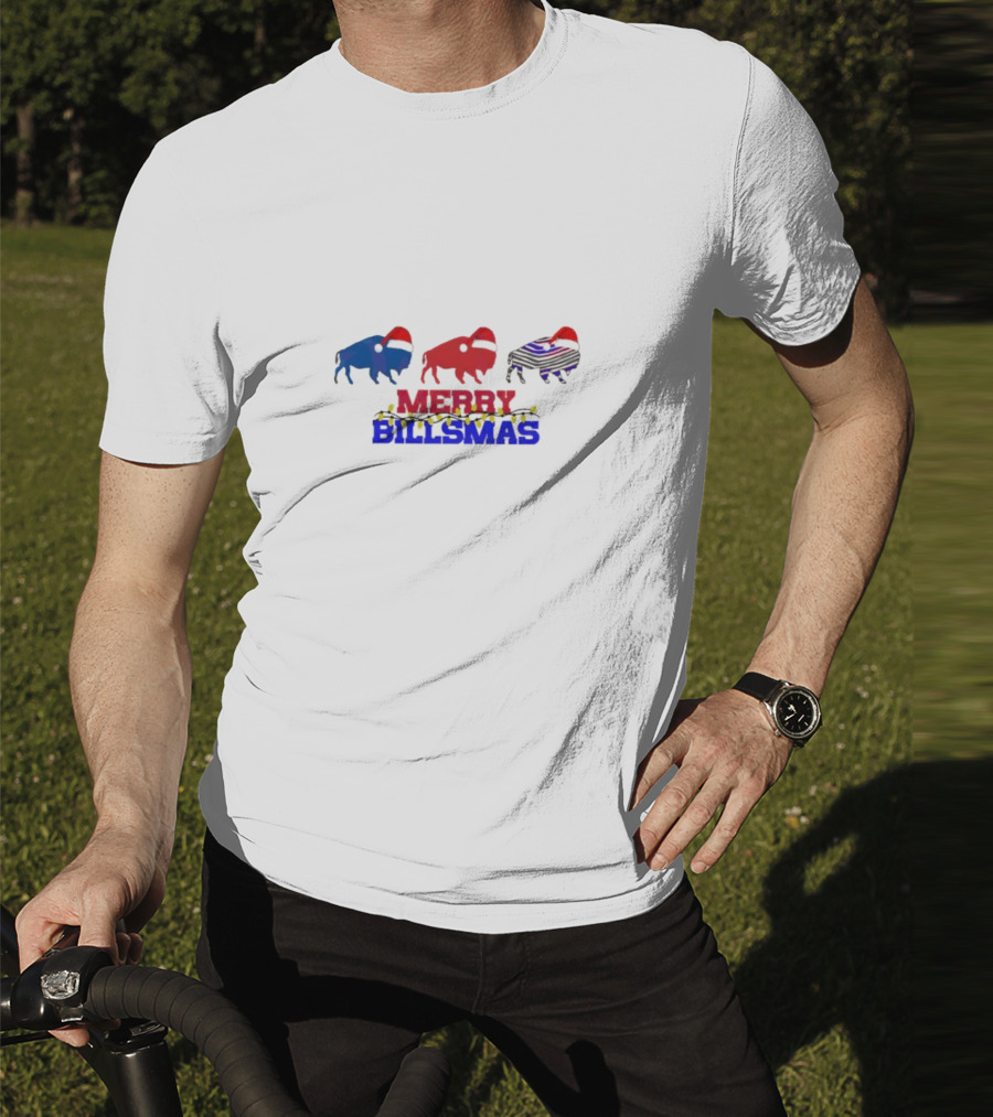 Merry Billmas Buffalo Bills Christmas Lights Buffalo Icons T-Shirt