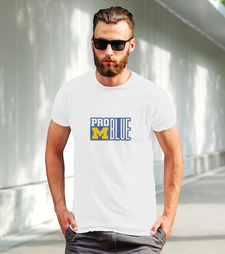 Pro Blue Michigan Wolverines Coach Jim Harbaugh T-Shirt