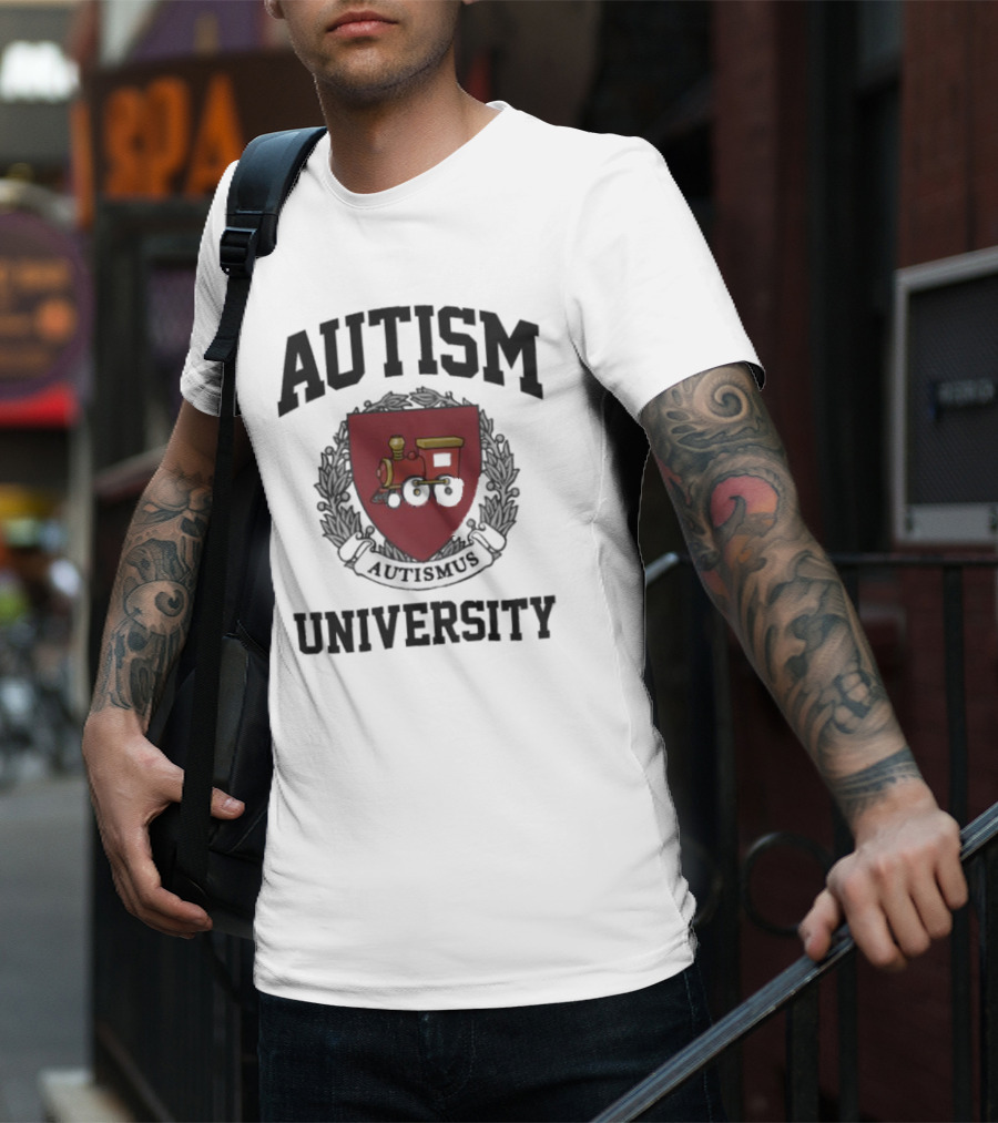 Autism Autismus University Train Emblem T-Shirt