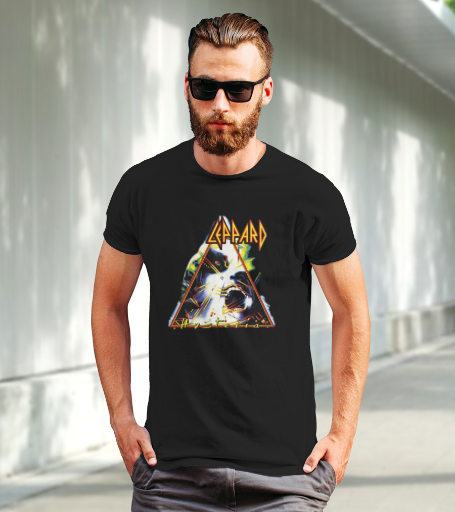 Def Leppard Hysteria Triangle Logo Rock Music Band T-Shirt