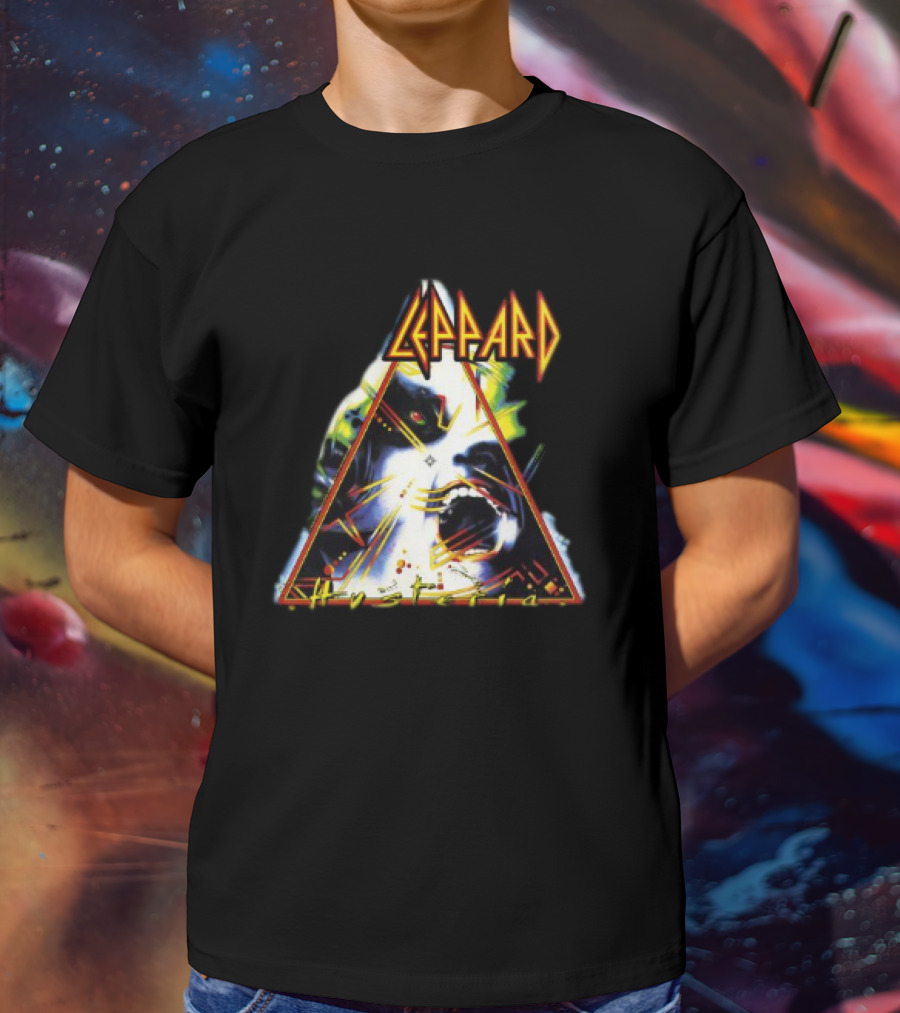 Def Leppard Hysteria Triangle Logo Rock Music Band T-Shirt