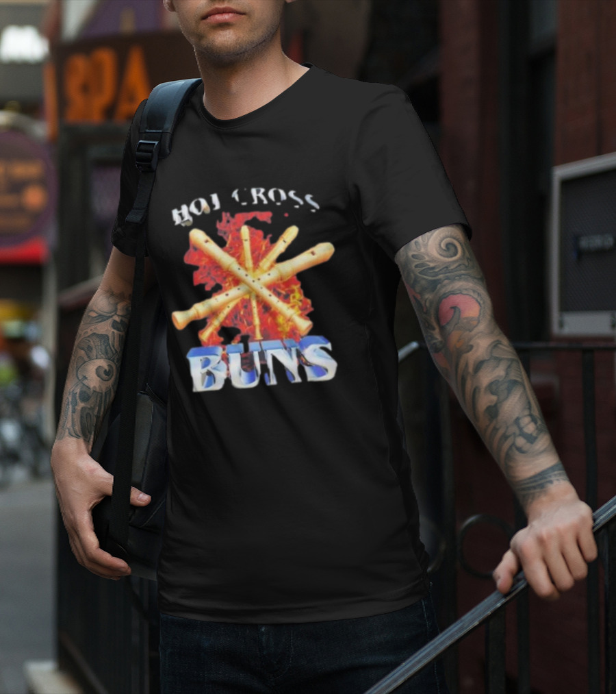 HOT CROSS BUNS Recorders Flame Crossed T-Shirt