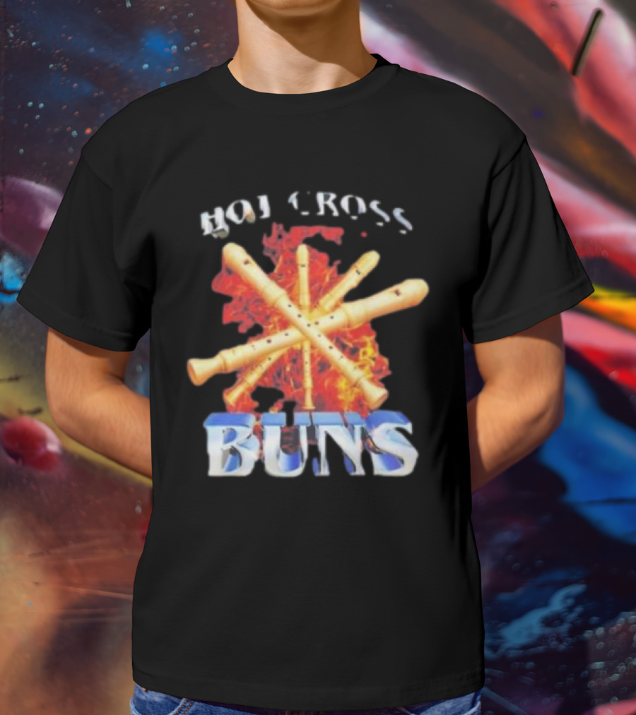 HOT CROSS BUNS Recorders Flame Crossed T-Shirt