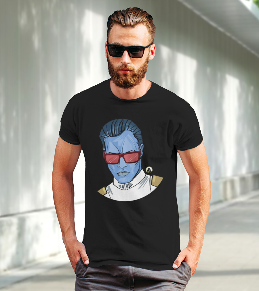 Starwarstheory Admiral Attitude Blue Character With Red Sunglasses T-Shirt