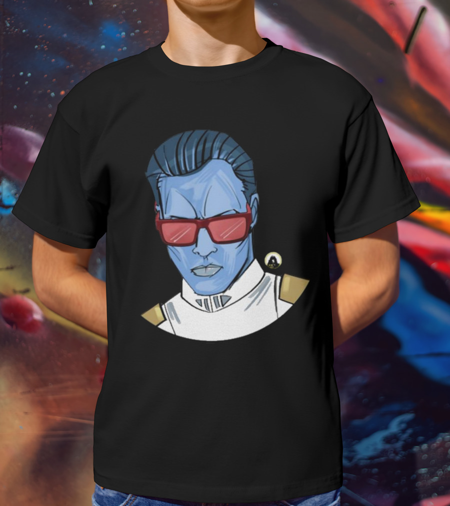 Starwarstheory Admiral Attitude Blue Character With Red Sunglasses T-Shirt