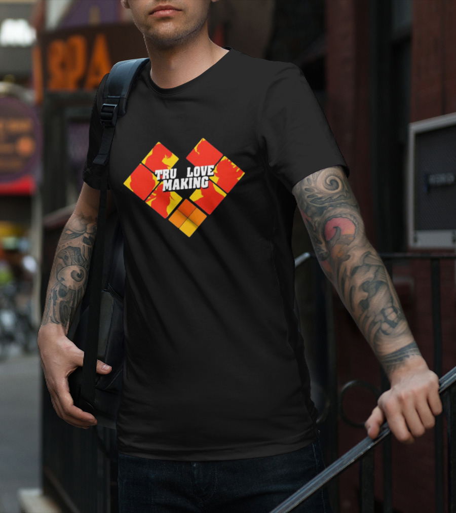 TRU LOVE MAKING Red And Yellow Geometric Heart T-Shirt