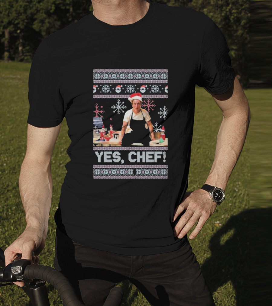 Yes Chef Snowflakes Christmas Elves Santa Hat T-Shirt
